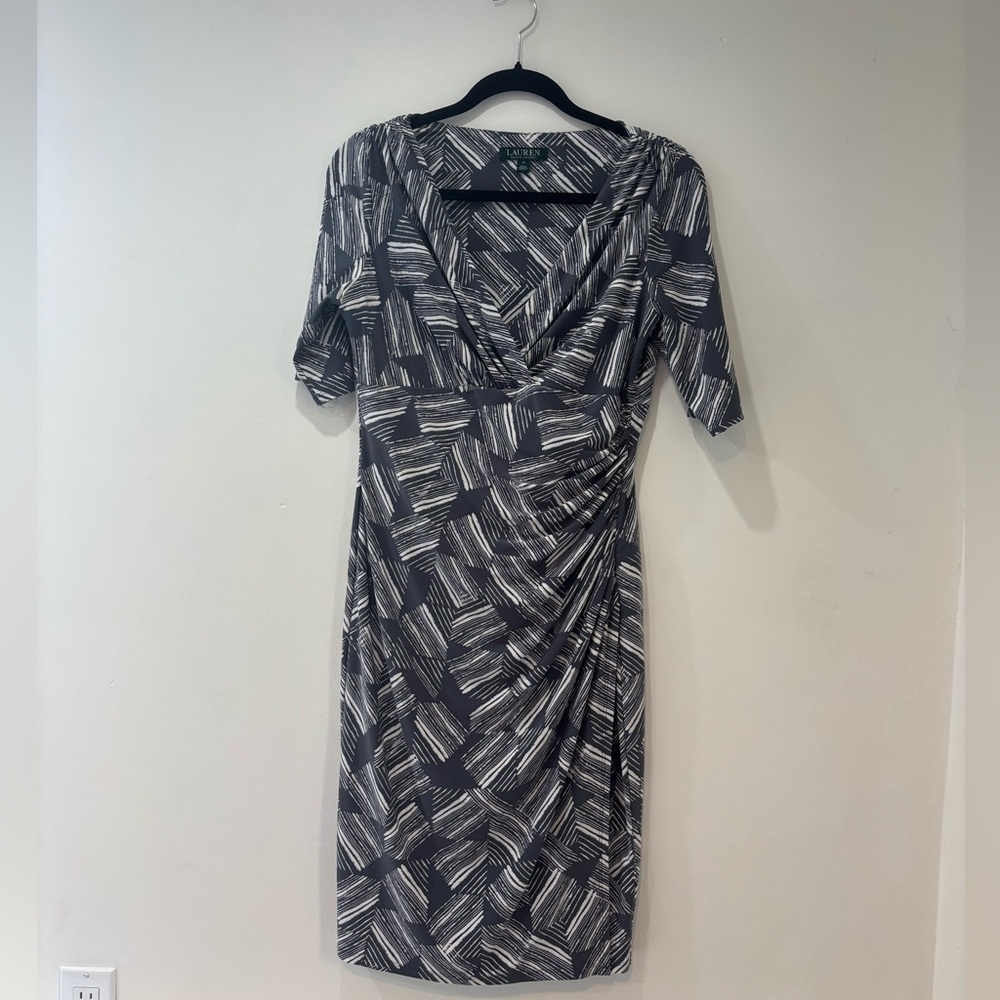Ralph Lauren Charcoal and White Midi Dress